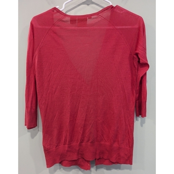 Tory Burch Raspberry Pink Cotton Silk Cashmere Wool Blend Cardigan Small - Picture 4 of 5